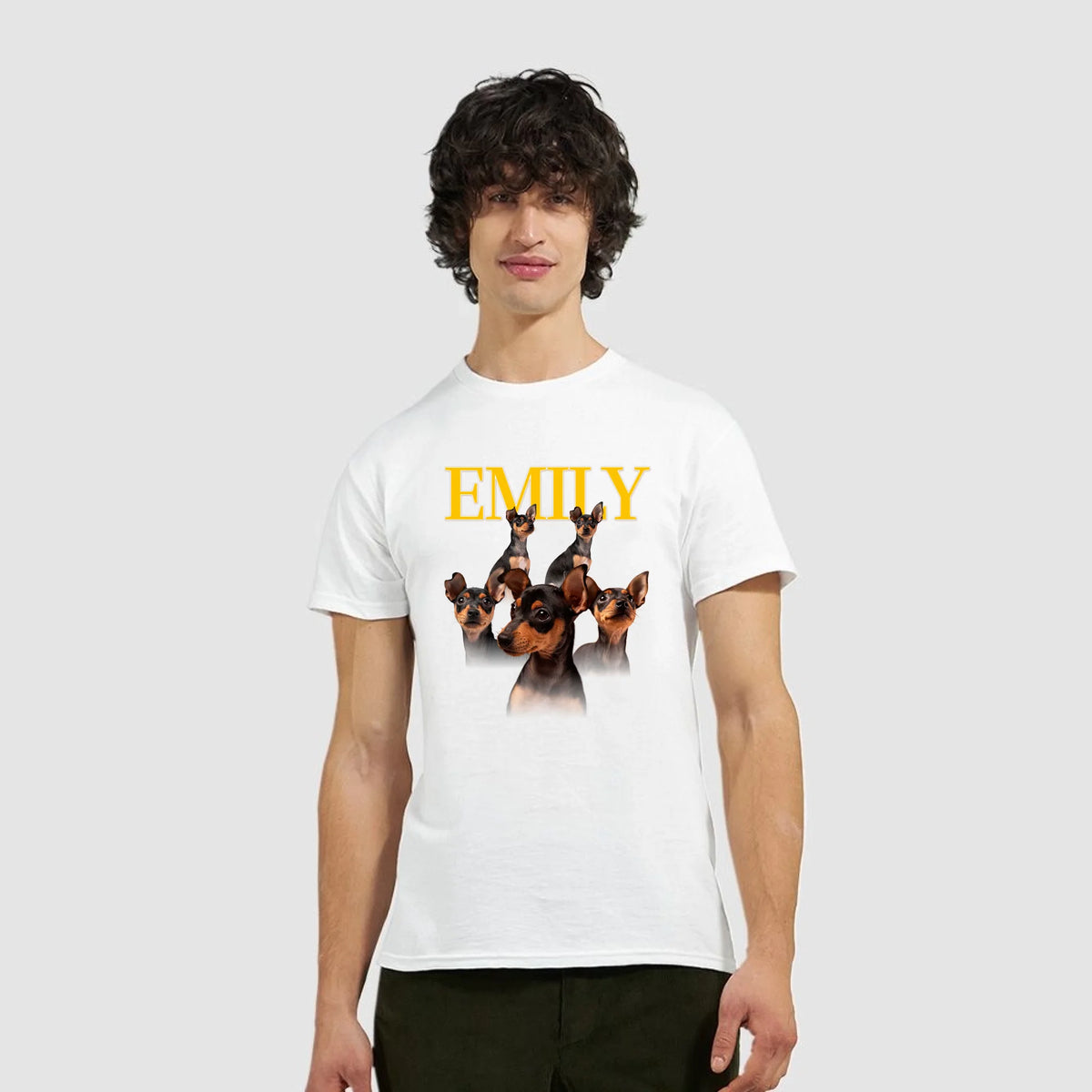 Personlig T-skjorte med Hund & Katt - Vintage Bootleg 90s Stil | Eget Bilde