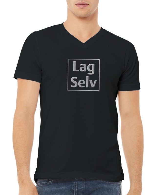 Design din egen Premium Unisex V-hals T-skjorte med personlig broderi